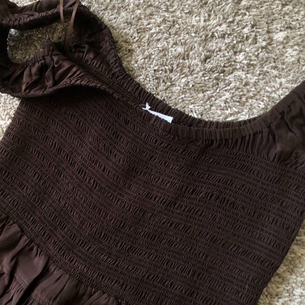 La Ligne Silk Vivian Midi Dress Medium Chocolate - Picture 6 of 8